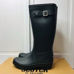 SCOTCH OF HOLLAND Black Tall Rubber Rain Boots Size 9❗️PRICE IS FIRM❗️